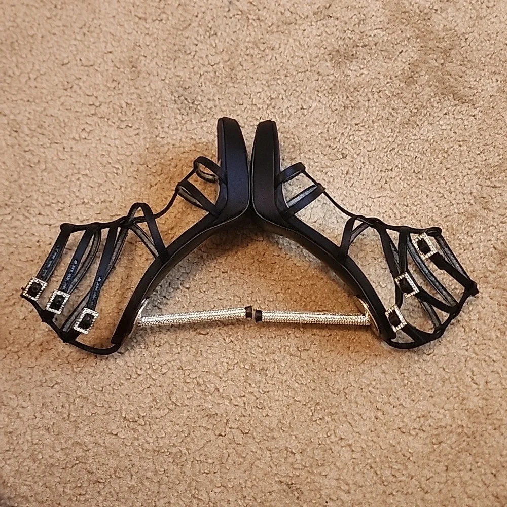 Stuart Weitzman Satin Crystal Embellishments Heels